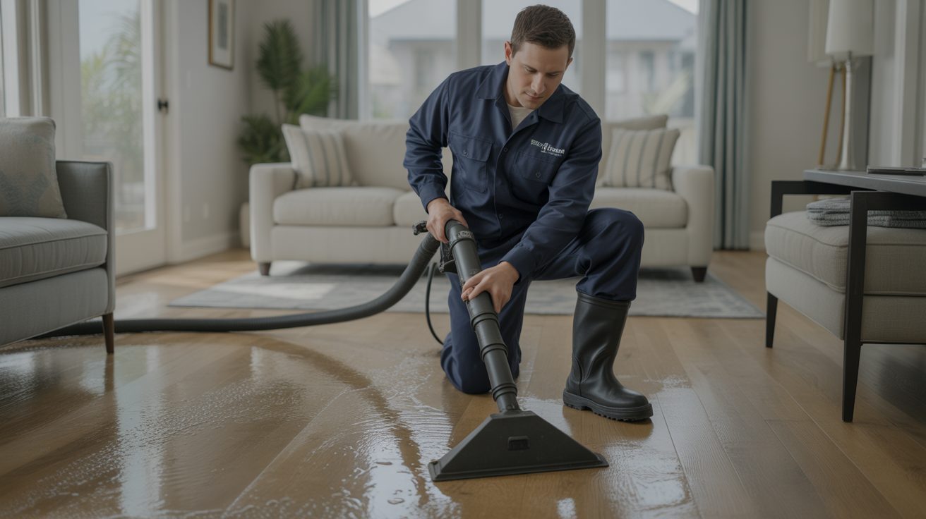Water Damage Restoration technician at work in Cincinnati